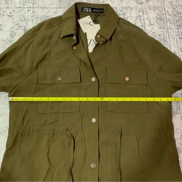 ZARA Army Green Longline Utility Jacket/Dress XS - Picture 7 of 16
